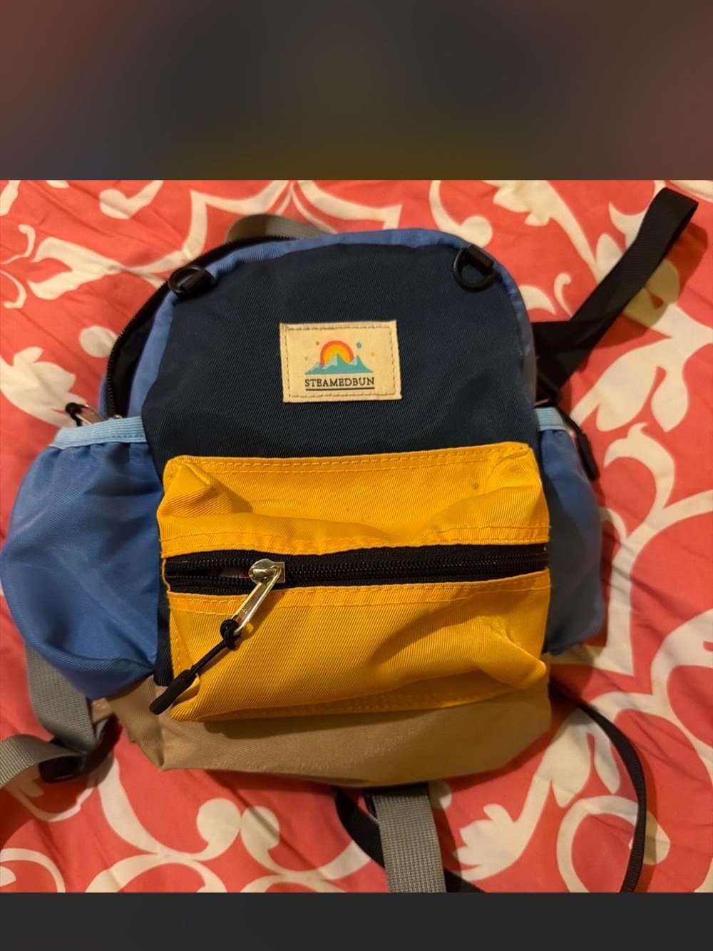 Small Kids Colorblock Backpack - Navy, Yellow, Blue